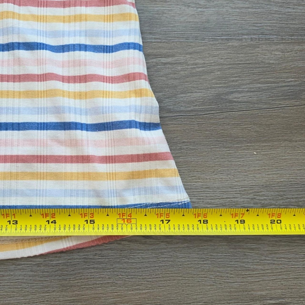 True Craft Striped Ruffle Tank Top Multi Color Ribbed Knit Sleeveless Womens L - Picture 7 of 8